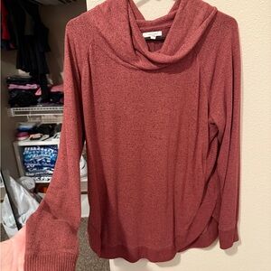 Women's Cowl Neck Sweater - Maroon